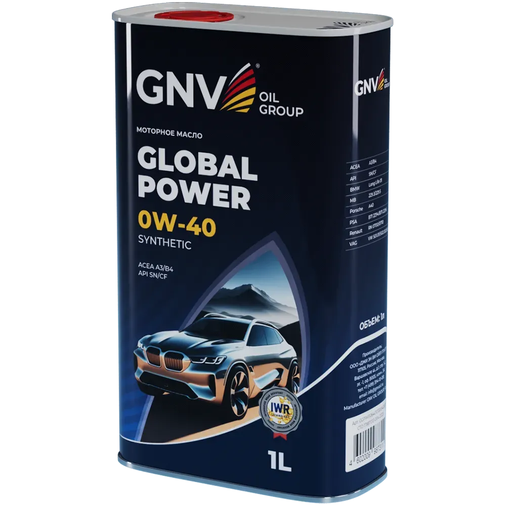 Моторное масло GNV Global Power 0W40 СИНТ SN/CF A3/B4 1 л