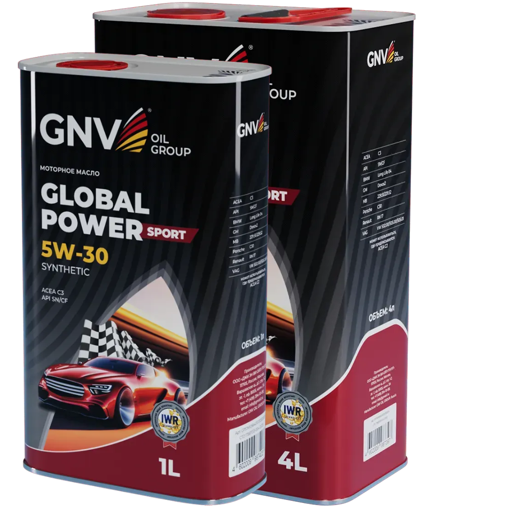 Моторное масло GNV Global Power Sport 5W30 СИНТ SN/CF C3 (Image box 4+1) 5 л